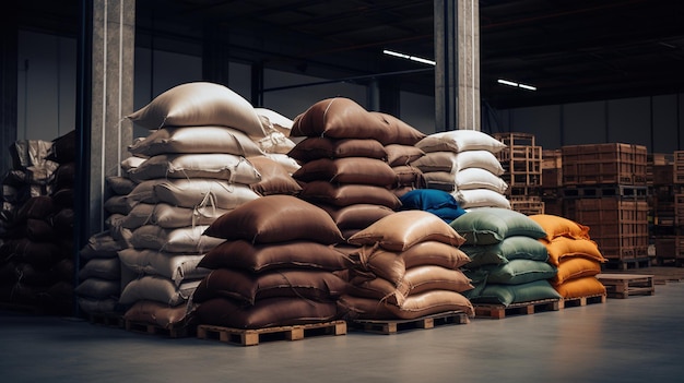 Generative AI Stack sacos de cânhamo para armazenamento industrial de arroz ou café