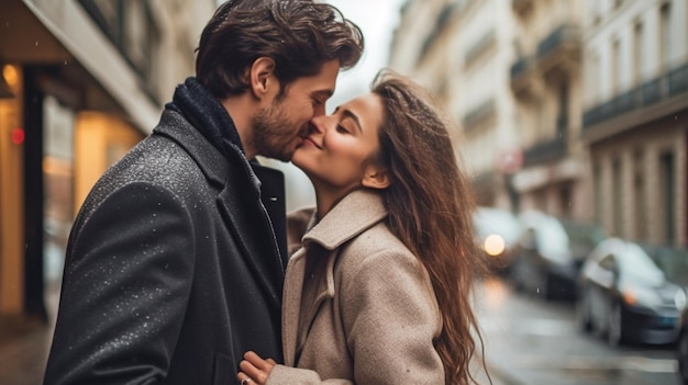 Generative AI um homem beijando uma mulher na bochecha