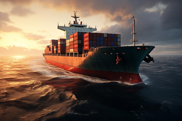 Generative AI um navio de carga que transporta mercadorias no mar