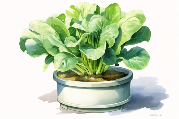 Generative KI Aquarell handgezeichnete Bok-Choi-Gemüse-Illustration Gemalte Skizze isoliert auf weiß