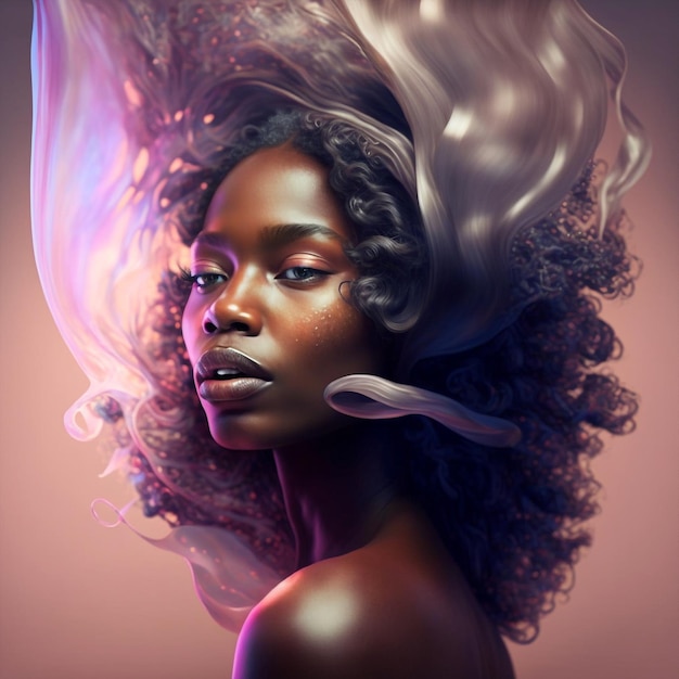 Generative KI atemberaubend schöne junge schwarze Frau surreal und fantastisch