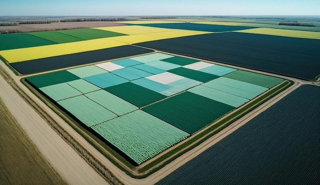 Generative KI Bauernhoflandschaft landwirtschaftliche Weizenfelder schöne Landschaft Landstraße