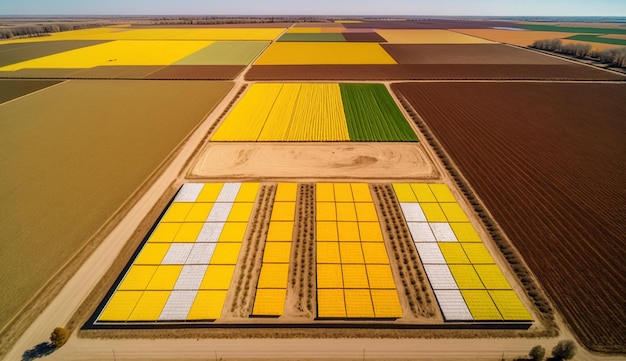 Generative KI Bauernhoflandschaft landwirtschaftliche Weizenfelder schöne Landschaft Landstraße