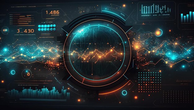 Generative KI-Börsendiagrammlinien Finanzdiagramm auf abstraktem Hintergrund der Technologie darstellen