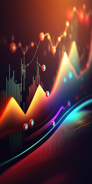 Generative KI-Börsendiagrammlinien Finanzdiagramm auf abstraktem Hintergrund der Technologie darstellen