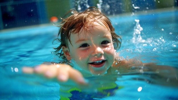 Foto generative ki bringt kindern das schwimmen bei