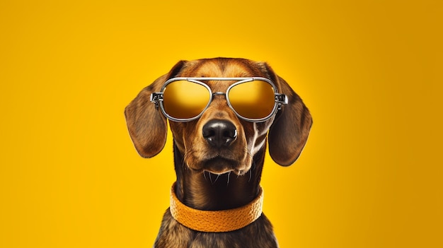 Generative KI-Cool-Hund, der eine Sonnenbrille trägt