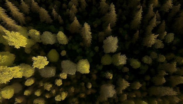 Generative KI der grünen Waldbäume mustern die Luftbildszene