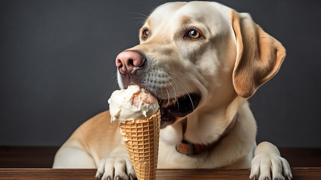 Generative KI, ein Hund, der Eis genießt