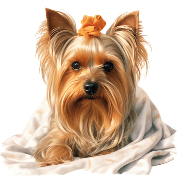 Generative KI Entzückender Aquarell-Yorkshire-Terrier auf Weiß