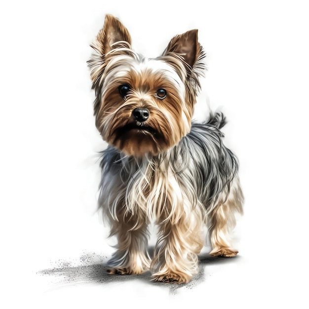 Generative KI Entzückender Aquarell-Yorkshire-Terrier auf Weiß