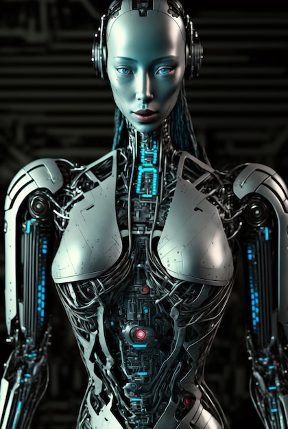 Generative KI-Fantasie-Scifi-Cyborg-Frau