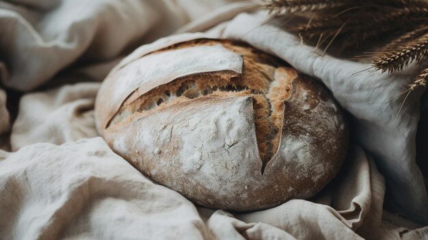 Generative KI frisch gebackenes Brot oder Bäckerei in der heimischen Küche ökologisch natürliches Gebäck