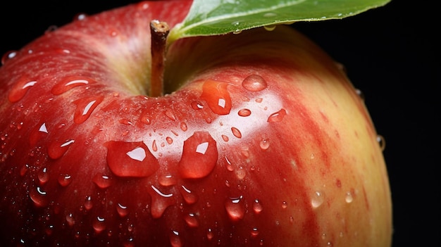 Generative KI Frische rote Apfelfrucht mit Wassertropfen isoliert auf weißem Hintergrund mit Ausschnitt