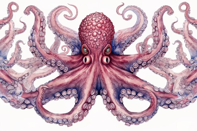 Foto generative ki für die aquarellmalerei mit nautischem oktopus