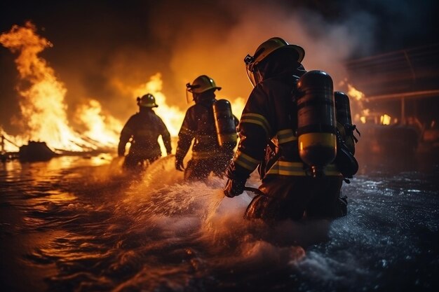 Foto generative ki für feuerwehrmann-wassertraining