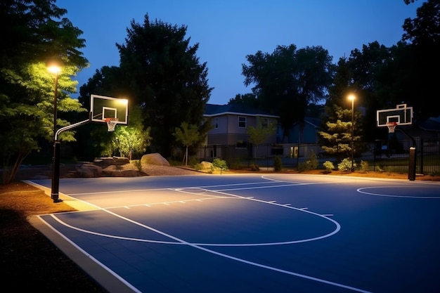 Generative KI für Nacht-Basketballplätze im Freien