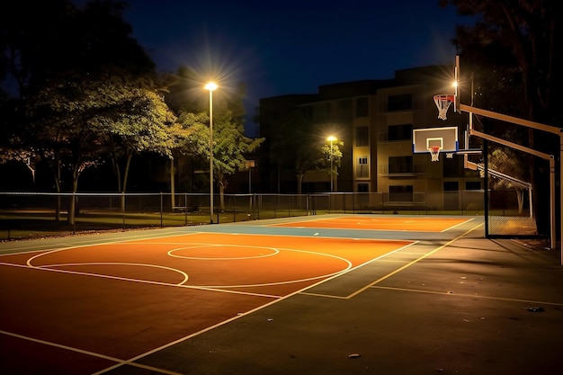 Generative KI für Nacht-Basketballplätze im Freien