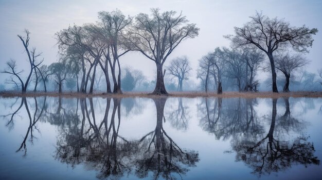 Generative KI gespiegelte Gelassenheit, die faszinierende Wasserreflexionen einfängt