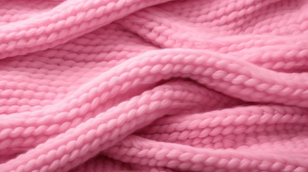 Generative KI gestrickte rosa Pullover-Textur, Nahaufnahme magentafarbener oder hellrosa abstrakter Hintergrund