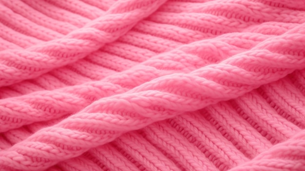 Generative KI gestrickte rosa Pullover-Textur, Nahaufnahme magentafarbener oder hellrosa abstrakter Hintergrund