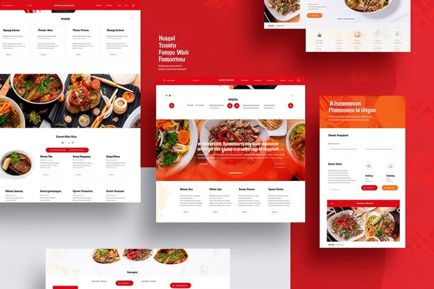 Generative KI-Illustration des UI-Designs einer Website für chinesisches Essen im Vollbildmodus und in lebendigen Farben