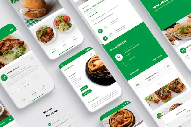 Generative KI-Illustration des UI-Designs einer Website für chinesisches Essen im Vollbildmodus und in lebendigen Farben