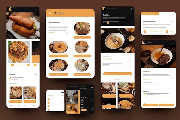 Generative KI-Illustration des UI-Designs einer Website für chinesisches Essen im Vollbildmodus und in lebendigen Farben