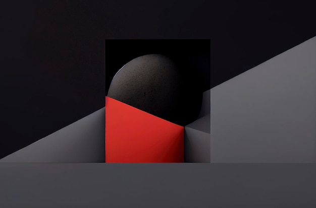 Generative KI-Illustration einer minimalen Grafikdesign-Tapete für ein Grafikdesign-Studio auf einer anthrazitfarbenen Hintergrundfarbe