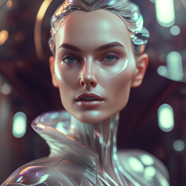 Generative KI-Illustration Scifi futuristischer humanoider Roboter