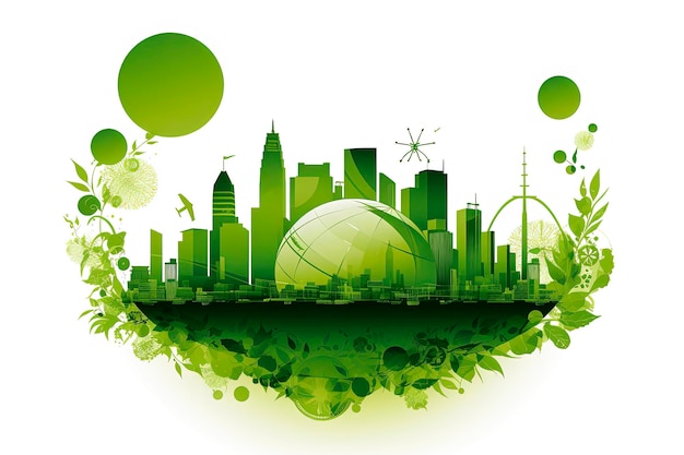 Generative KI-Illustration von Finanzen für Unternehmen, die sich der grünen Finanzierung widmen. Illustration eines grünen Globus im Zusammenhang mit sauberer Energie und der Nachhaltigkeit des Planeten. Schutz der Umwelt