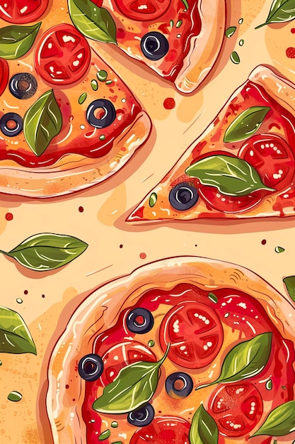 Generative KI-Illustration von Pizza-Hintergründen mit Kopierraum