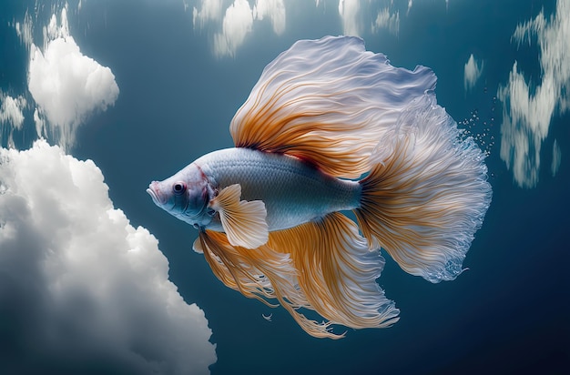 Generative KI-Illustration von wunderbaren und farbenfrohen Betta-Fischen