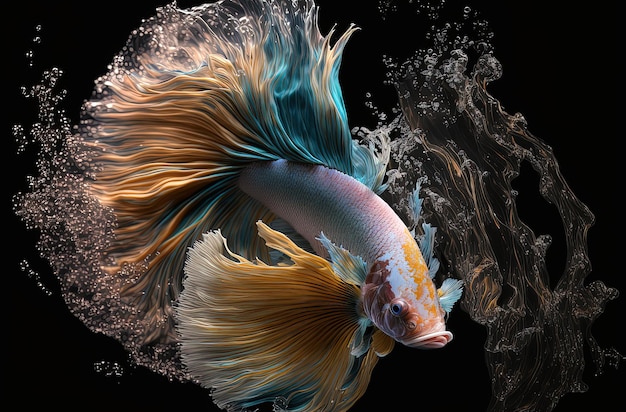 Generative KI-Illustration von wunderbaren und farbenfrohen Betta-Fischen