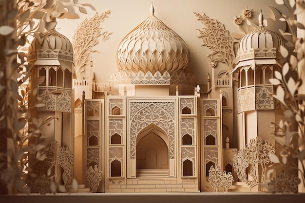 Generative KI im Papierkunststil der islamischen Architektur