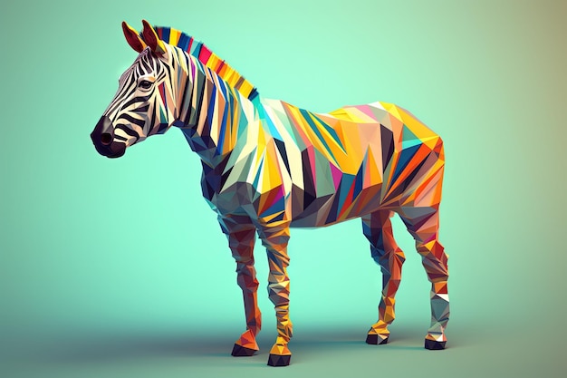 Generative KI im Zebra-Stil mit niedrigem Poly-Tierstil