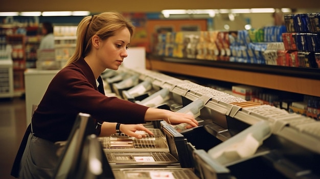 Foto generative ki-kassiererin an der supermarktkasse