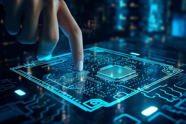 Generative KI Künstliche Intelligenz KI-Leiterplatte in Form eines elektronischen PCB-Schaltungssymbols