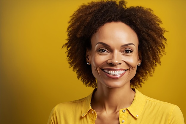 Generative KI lächelnde multiethnische junge Frau posiert isoliert