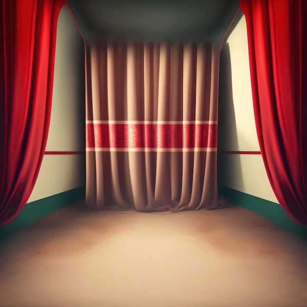 Foto generative ki leere theaterbühne mit roten samtvorhängen 3d-illustration hintergrund