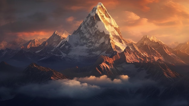 Generative KI Majestic Mountains – die Erhabenheit hoch aufragender Bergketten