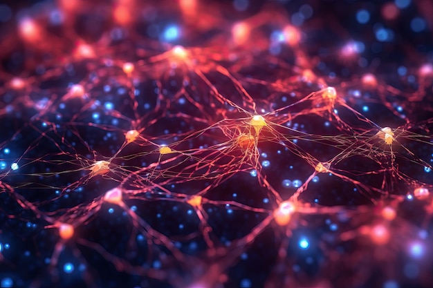 Generative KI mit Mikrochipmuster für leuchtende neuronale Netze