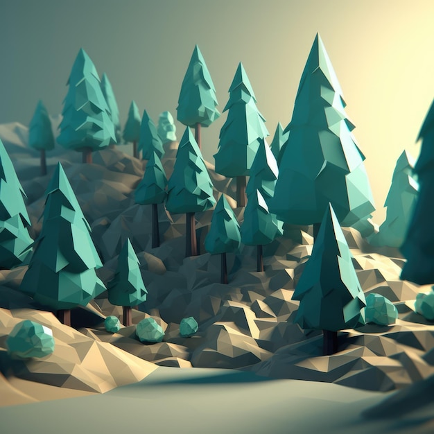 Generative KI mit niedrigem Poly-Wald