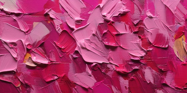 Generative KI Nahaufnahme einer pastosen, abstrakten, rauen Viva-Magenta-Farbkunst-Gemäldetextur