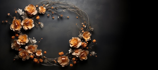 Generative KI Nahaufnahme von Kranz blühenden Blumenbeeten mit erstaunlichen orangefarbenen Blumen