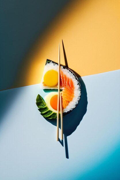 Foto generative ki, nahaufnahme von sushi-maki-rollen, isolierter hintergrund