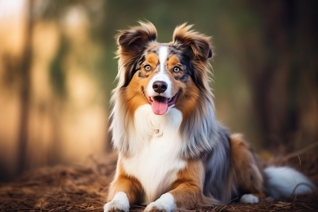 Generative KI Niedlicher kleiner australischer Schäferhund auf weißem Hintergrund im Studio