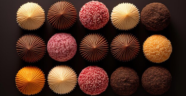 Generative KI Pralinenkugeln in Nahaufnahme des traditionellen brasilianischen Brigadeiro