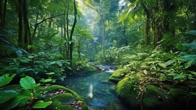 Foto generative ki tiefer dschungel und südostasiatischer regenwald