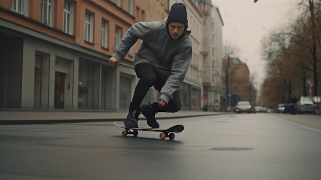 Generative KI und ein cooler Skater auf der Straße